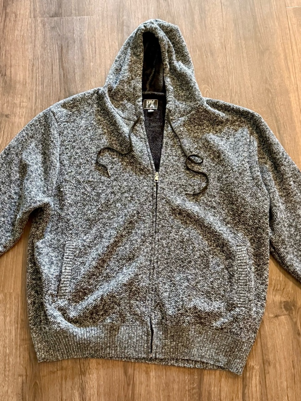 PX Men's Big & Tall Sherpa-lined Zip Up Hoodie - Black/Gray - Size 3XL